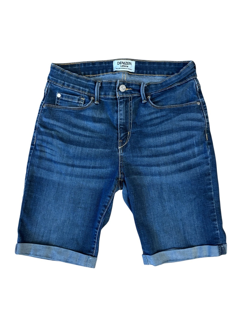 Denizen Levi's‎ Blue Midrise Cuffed Bermuda Jean Shorts Size 8